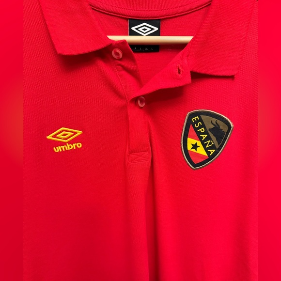 Umbro Spain National Team Short Sleeve Polo Shirt Men’s Size Large Soccer Red - Picture 2 of 10
